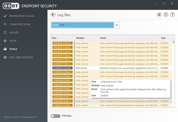 ESET Endpoint Security for Windows - Tools/Log Files