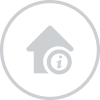 Az otthoni ügyfeleknek elérhető támogatást jelző ikon, amin egy ház és egy információ piktogram látható