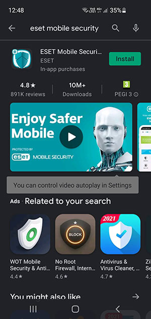 ESET Mobile Security - Google Play telepítés