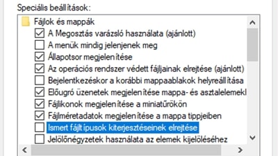 Állítsa be a Windowsban a fájl kiterjesztések megjelenítését