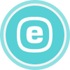 Az ESET erőteljes vírusmegoldását promótáló ikonja, amin egy körbe foglal e betűt ábrázol