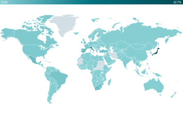 Emotet detections by ESET on a world map