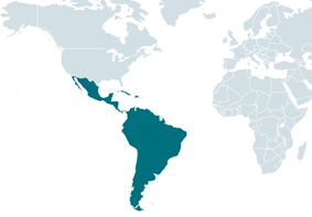 Latin America highlighted green