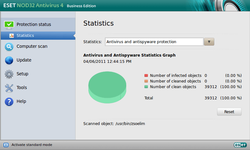 ESET NOD32 Antivirus Business Edition for Linux Desktop - Protection status - Statistics image
