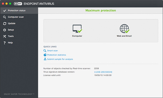 ESET Endpoint Antivirus for Mac - Protection Status