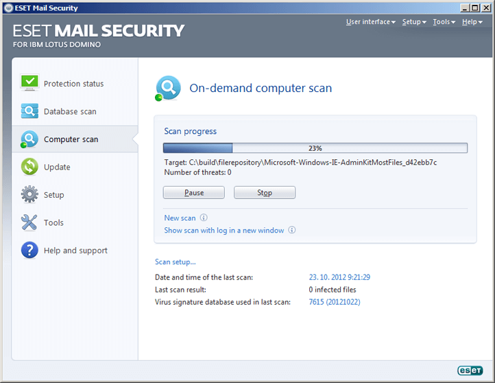 ESET Mail Security for IBM Lotus Domino - On-demand computer scan image