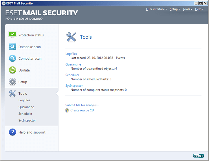 ESET Mail Security for IBM Lotus Domino - Tools image