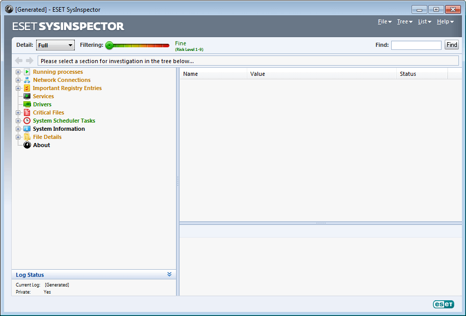 Full ESET SysInspector (32 bit) screenshot