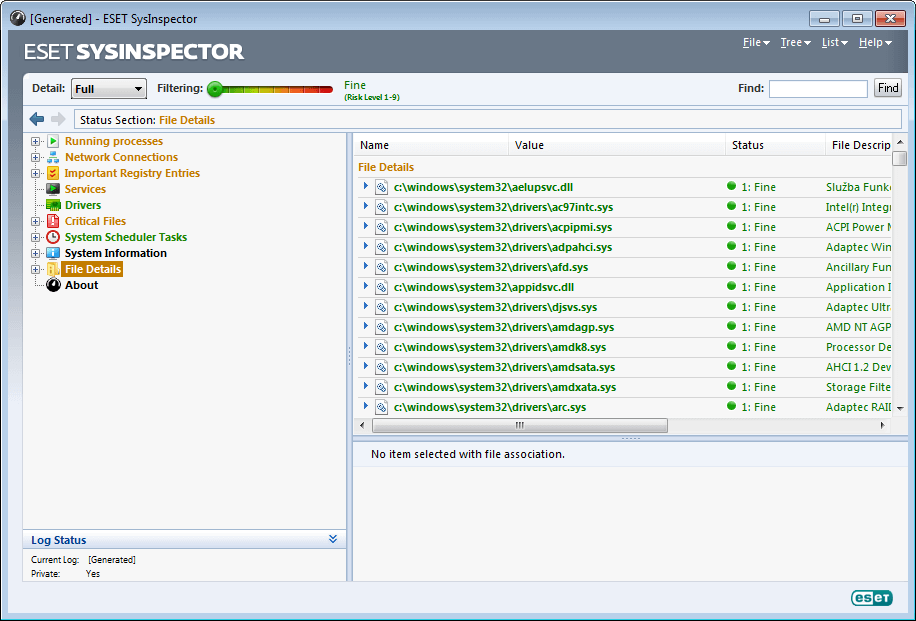 ESET SysInspector (64 bit) screenshot