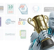 Image of ESET Android with trophy and awards logos in background