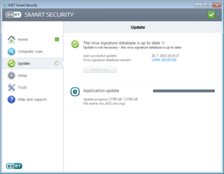 Kompatybilność systemu Windows 10 z ESET, obraz aktualizacji aplikacji