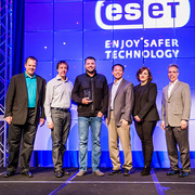 Rain Networks CEO Robert Siemons, third from left, at ESET's North America Partner Conference.