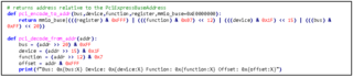 図 3.PythonによるPCIアドレスのエンコード/デコード