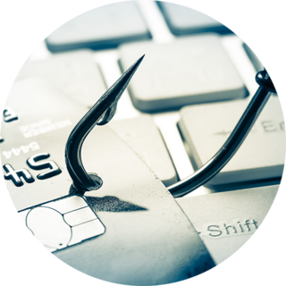 Fishing hook on credit card icon