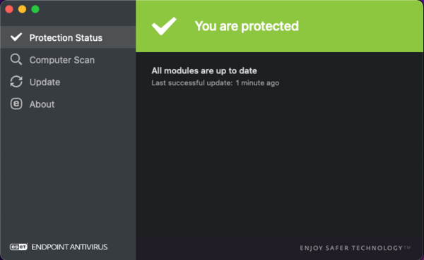 ESET Endpoint Antivirus for macOS version 7 in dark mode