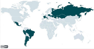 Countries hit by Zimbra campaign